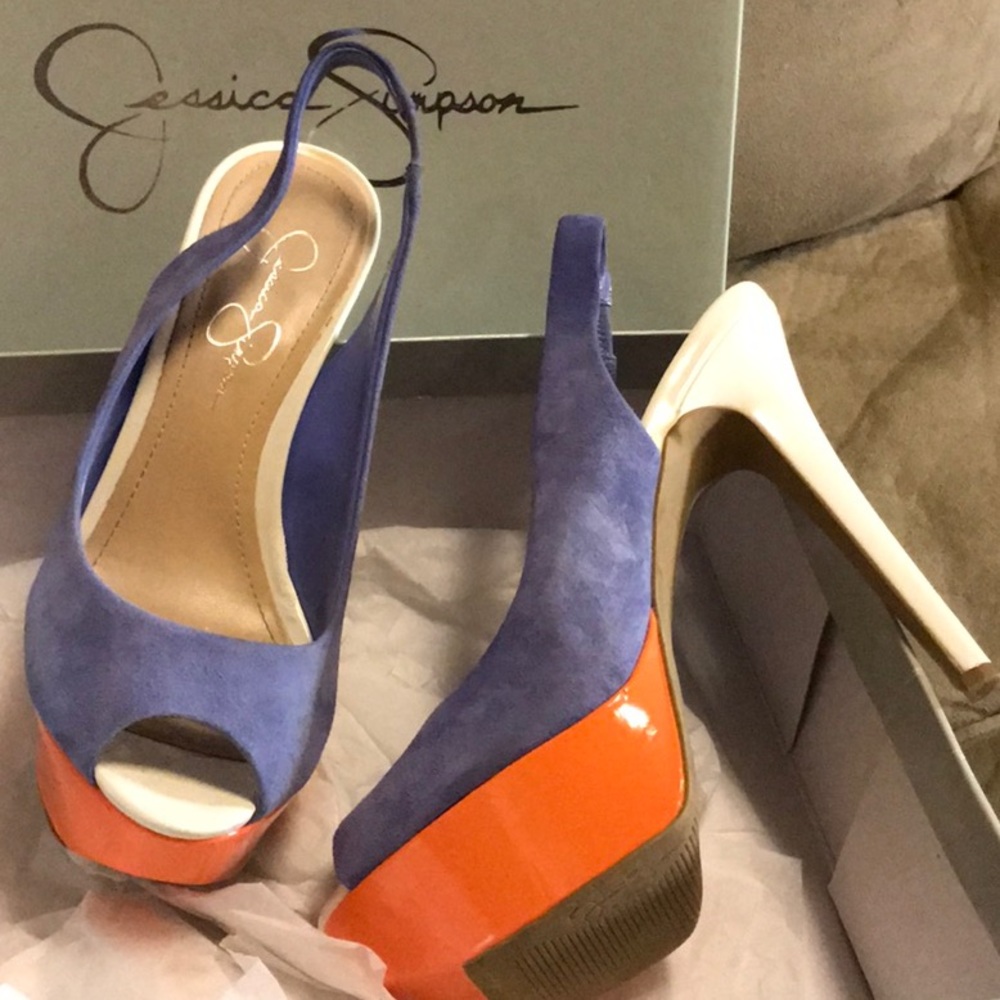 JESSICA SIMPSON HALIE LILY KIDSUEDE PEEP TOES 8.5